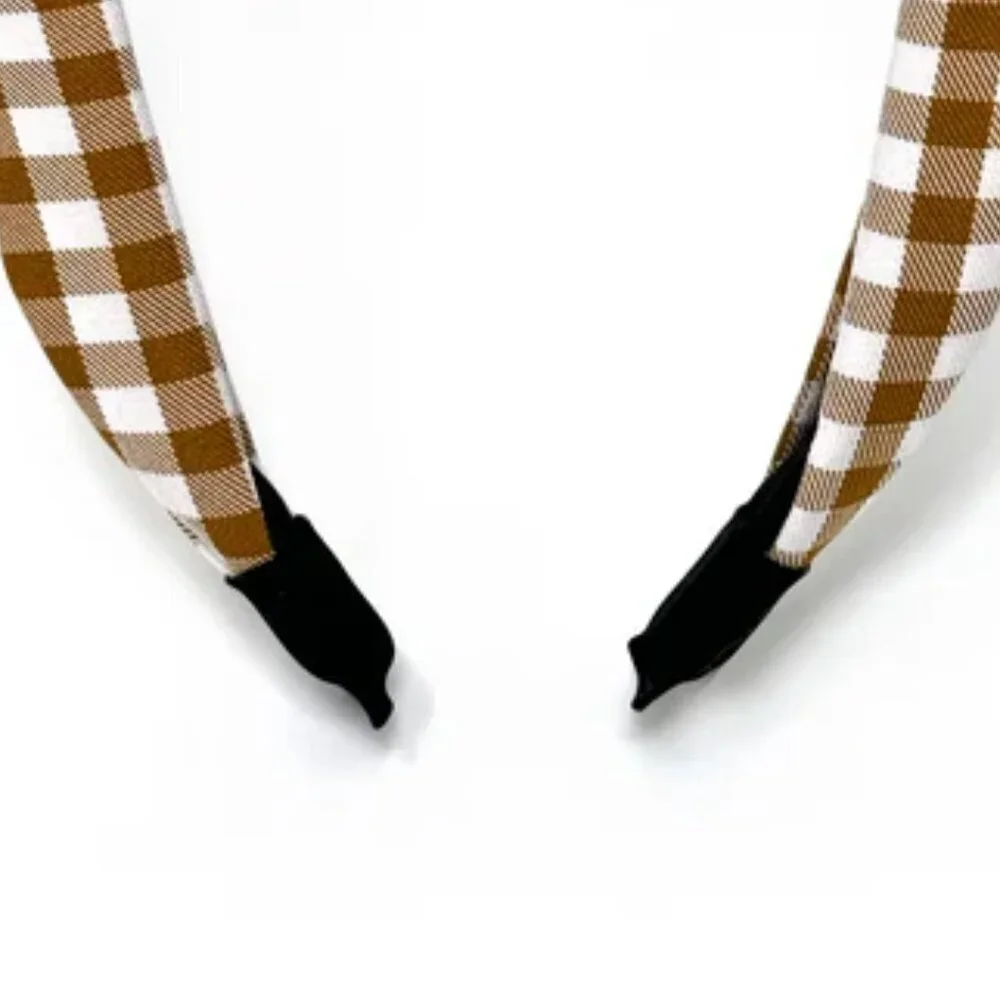NWOT Blair Top Knot Brown Gingham Headband
